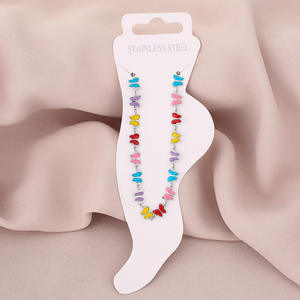 Chaîne de <span class=keywords><strong>cheville</strong></span> en acier inoxydable polyvalente pour couple, sensation haut de gamme pour filles, chaîne de <span class=keywords><strong>cheville</strong></span> papillon goutte d'huile - Product Image 4