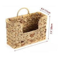 Porte-revues suspendu en herbe de gourde tressée, panier de rangement en rotin, organiseur de dossiers, décoration murale, panier décoratif suspendu