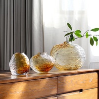 Vase en verre artistique, fait main, soufflé à la bouche, finition givrée, pour la décoration intérieure de luxe, décoration de sol