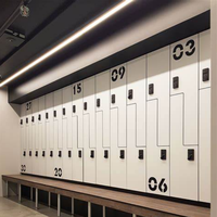 AOGAO Vestiaire de centre de fitness personnalisé, casier 12 portes en HPL avec cadre en aluminium et banc, installation au sol/mur
