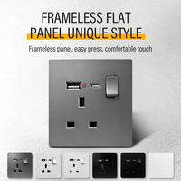 Prise murale JINMAI.CO Royaume-Uni 13A avec USB Type-C, panneau de prise électrique multifonction encastré, prise de charge murale pour la maison