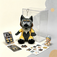 Peluche personnalisée loup noir en fourrure, mascotte Fursuit, OEM ODM, conception gratuite, animal en peluche à partir de dessin, faible MOQ, boîte cadeau, CE UKCA CPSC