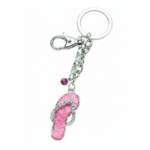Portachiavi con sandali infradito rosa e dettagli in strass per donne e ragazze - Product Image 2
