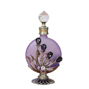 Handcrafted Crystal-Encrusted Painted Maple Leaf Vintage-Style Elegant Metal Glass Essential Oil <b>Perfume</b> <b>Refillable</b> <b>Bottle</b> - Product Image 5