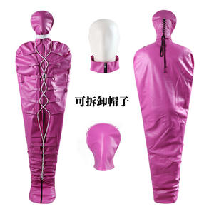 ถุงนอนเกม BDSM สำหรับผู้ใหญ่กระสอบนางเงือกหนัง PU สีดำเต็มตัวพร้อมฝากระโปรงถอดออกได้อุปกรณ์ทาส - Product Image 6