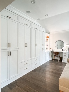 Dressing haut de gamme avec îlot en marbre et portes miroir, armoire de chambre en <span class=keywords><strong>bois</strong></span> durable style Shaker avec aménagement flexible - Product Image 5