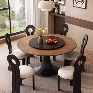 <span class=keywords><strong>Tavolo</strong></span> da Pranzo <span class=keywords><strong>Rotondo</strong></span> in Stile Francese Mid-Century, <span class=keywords><strong>Legno</strong></span> di Frassino Massiccio, Retrò Americano con Piano Girevole in Marmo, Arredamento per Cucina e Casa - Product Image 1