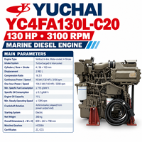 Moteur diesel marin Yuchai YC4FA130L-C20 130 CV avec propulsion par jet d'eau, moteur embarqué à rampe commune pour yacht