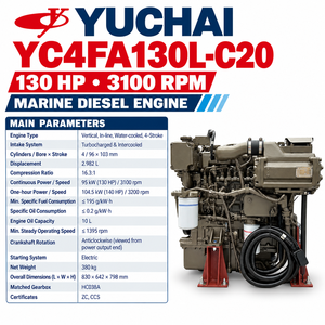 Moteur diesel marin Yuchai YC4FA130L-C20 130 CV avec propulsion par jet d'eau, moteur embarqué à rampe commune pour yacht - Product Image 2
