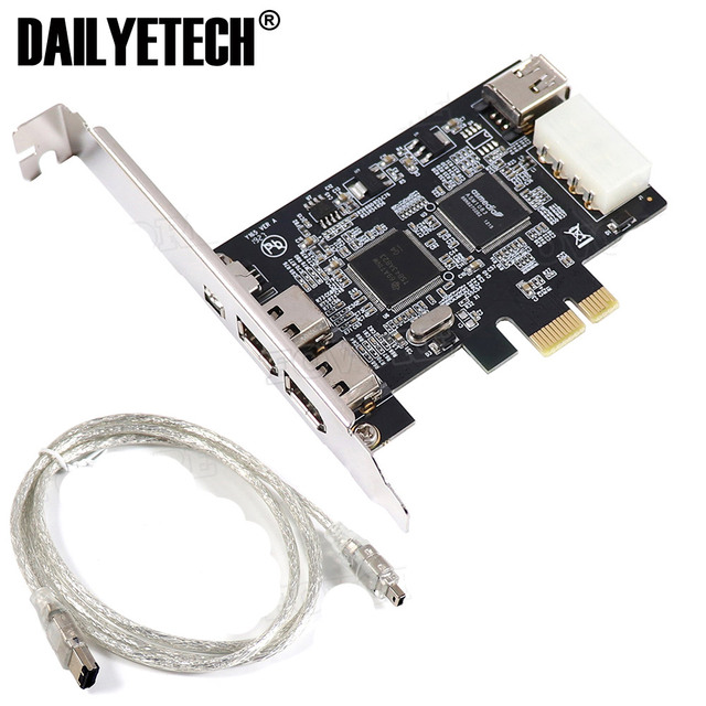 PCI-e 1X IEEE 1394A 4 Port Firewire Card Adapter 1394 a PCIe With 6 Pin to 4 Pin IEEE 1394 Cable for Desktop