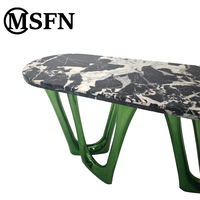 Table console ovale artistique moderne chinoise, plateau en marbre naturel poli, base en acier inoxydable, meuble d'entrée de luxe pour la maison