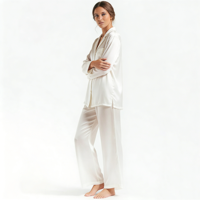 Ensemble pyjama pour femmes Beefey de haute qualité, élégant, décontracté, léger, confortable, manches longues et pantalon, taille élastique, col en V