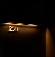 Plaque de porte personnalisée en acrylique avec numéro de chambre d'hôtel éclairé par LED 3D, éco-responsable, lumière chaude, pour hôtel et appartement