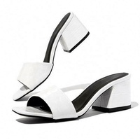 Nouvelles sandales à talons confortables en cuir PU Ruizi, mules d'été décontractées pour femmes, chaussures à talons épais
