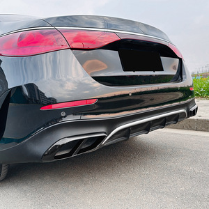 Mercedes-Benz E-Class W214 Exhaust Tailpipe Frame Piano Black Carbon Fiber Texture Electroplated Silver Adhesive Decal - Product Image 1