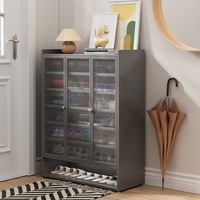 Meuble à chaussures minimaliste moderne pour entrée, étagère de rangement intérieure en acier à plusieurs niveaux, armoire à chaussures spacieuse, gain de place
