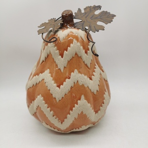 手描きの陶器製カボチャの飾り、ハロウィン、感謝祭、秋の収穫、家のテーブルセンターピース、棚の置物に最適なカボチャ - Product Image 5