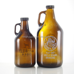Botella de Vidrio Ámbar Vacía de 32oz/64oz (1000ml/2000ml/1L) con Asa, Estilo Growler, para Vino de California, Precio de Fábrica - Product Image 3