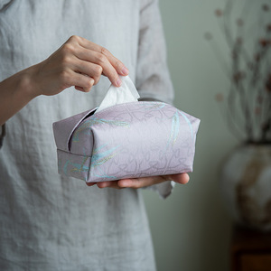 Boîte à mouchoirs en tissu de style chinois, coton et lin, accessoire pour cérémonie du thé, utilisation en chambre ou en voiture - Product Image 3