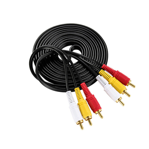 สายเคเบิล RCA แบบ 3 ชิ้น สำหรับสัญญาณภาพและเสียง ชนิดต่อชาย-ชาย สำหรับรถยนต์  หุ้มด้วย PVC  พร้อมฉนวนป้องกันแบบถัก  ตัวนำเคลือบทอง ขนาด 28 AWG ปรับแต่งได้ตามความต้องการ CMG - Product Image 1