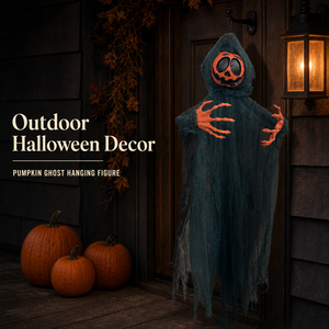 Décoration d'Halloween suspendue SIPKLR : Fantôme à visage <span class=keywords><strong>de</strong></span> citrouille, mains orange, gaze vert foncé pour <span class=keywords><strong>porte</strong></span> et mur, idéal pour les fêtes - Product Image 3