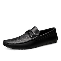 Chaussures décontractées pour hommes en cuir de vache véritable à bout rond avec semelle en caoutchouc, respirantes et confortables, chaussures plates