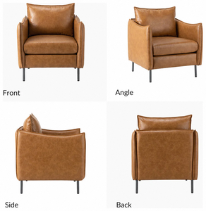 Sillón Clásico de Madera y Cuero, Construcción Robusta y Duradera, Acolchado Suave y Cómodo, Perfecto para la Sala de Estar - Product Image 5