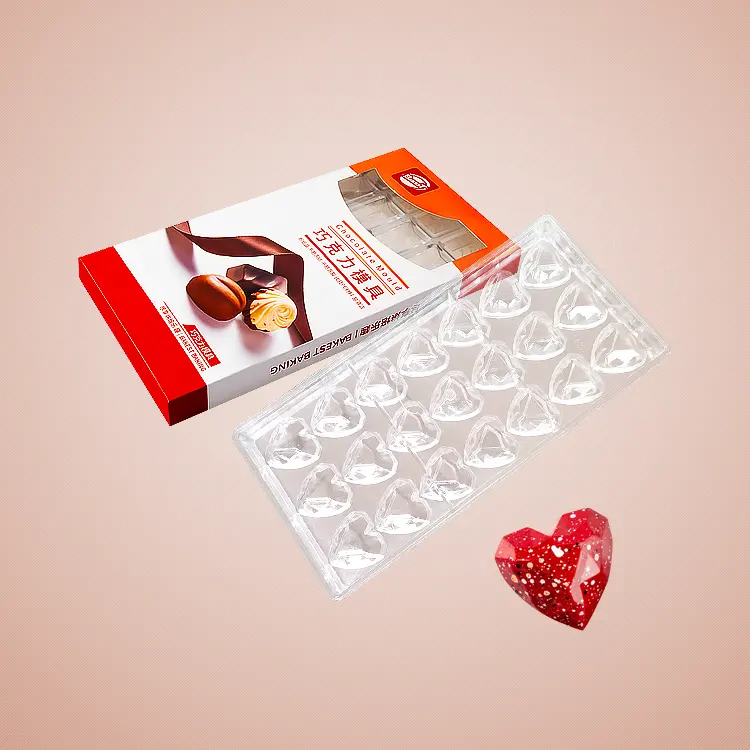 Cetakan Coklat Hati Berlian Hadiah Hari Valentine Model Cetakan Coklat Cinta Hati 3D Penjualan Laris