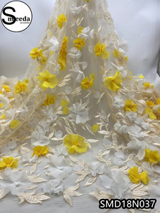 Green Flower <strong>Net</strong> <strong>3D</strong> Wedding Beaded <strong>Lace</strong> SMD18N037 - Product Image 5