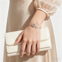 Hochwertiges Platin/Gold 925 Sterling Silber Damen Hochzeitsgeschenk Mode-Armband Personalisierte Zirkon-Verzierte Kettenglieder