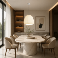 Lámpara Colgante Transcendente Plegada, Esfera Cúpula Acanalada en Blanco Hueso, LED Cálido Ajustable, para Isla de Cocina, Grado Profesional, Elegante y Noble
