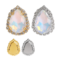 Strass en verre Lan Guang en forme de goutte, à dos pointu, multi-tailles, à coudre, pour bijoux DIY et décoration florale de chaussures