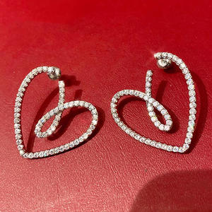 E3223 Orecchini con diamanti in oro bianco con taglio a cuore, stile romantico da donna, gioielli raffinati con diamanti naturali - Product Image 4