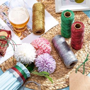 Corda Metálica Torcida de 1mm Vermelha para Natal, Corda para Artesanato de Natal, DIY, Embalagem de Presentes, Corda Dourada Rolada de 100m - Product Image 6