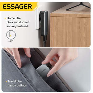 <span class=keywords><strong>Essager</strong></span> Chargeur rapide GaN ultra-fin 65W PD3.0 PPS Charge rapide USB Type-C Adaptateur d'alimentation mural portable Chargeur GaN - Product Image 6