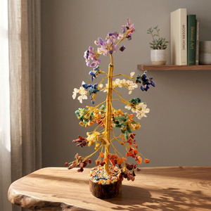 Figurine d'arbre en pierre précieuse de cristal sculptée à la main, branche en fil doré, artisanat pour l'équilibrage des chakras, décoration Feng Shui pour la maison, cadeau - Product Image 5