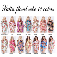 Kimono vêtements de nuit grande taille robe de nuit imprimé fleuri soie Satin Robes femmes chemise de nuit une pièce peignoir robe