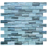 Mosaïque de verre pour piscine, bleu brillant, 12x12'', montée sur grille, pour éléments aquatiques