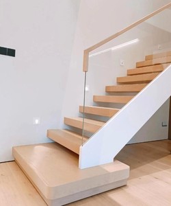 Marches et contremarches d'<span class=keywords><strong>escalier</strong></span> intérieures modernes en chêne rouge massif, revêtement de sol en bois pour appartement - Product Image 6