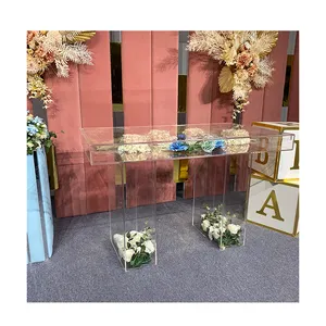 Wholesale High Quality Rectangle Transparent Acrylic Clear Cake Coffee Table For Wedding Event Centerpiece Decoration