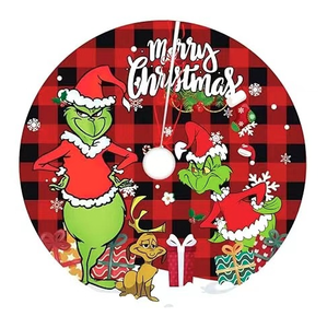 Gonna per Albero di Natale a Quadri Buffalo con Stampa Gnomo <span class=keywords><strong>Grinch</strong></span>, Decorazione Natalizia per Caminetto - Product Image 4