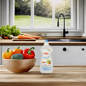 Limpiador Vegano Ecológico Sensible a la Piel de Frutas y Verduras KLAR de 500 ml, Sin Fragancia, Detergente Orgánico Higiénico, Detergente para Bebés - Product Image 1