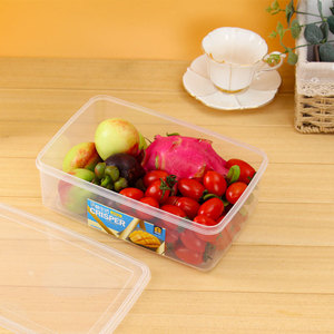 Crisper Plastic Food Storage Container Rectangle Transparent Clip On Lid For <b>Refrigerator</b> Use - Product Image 3