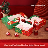 Nouvelle Boîte à Pâtisserie Rectangulaire 2026 pour Noël, 2 Pièces, 4/6 Muffins/Snow-Mochi, avec Fenêtre et Ouverture Facile à Déchirer