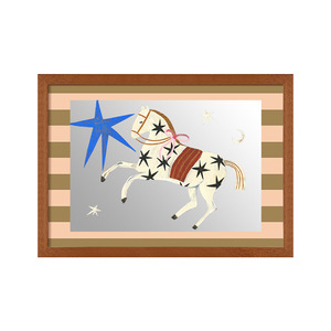 ภาพตกแต่งลายม้าโพนี่ Star Language ดีไซน์เรียบง่ายสไตล์ Bauhaus บนผ้าใบเรซิ่นและกระจก สำหรับห้องเด็ก - Product Image 5