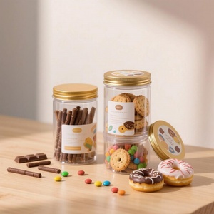 Food Grade <b>Plastic</b> <b>Jar</b> PET clear Cake <b>Jar</b> <b>Plastic</b> Transparent Hard Cake Cookie <b>Jar</b> <b>Plastic</b> With Lid - Product Image 1