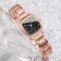 Montre à quartz décontractée pour femme, cadran numérique carré 10 mm, avec collier, boucles d'oreilles et bague assortis, boîtier en alliage