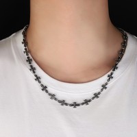 Kalung liontin Chunky pria, perhiasan rantai klavikula kepribadian kalung Hip Hop Stainless Steel untuk pria
