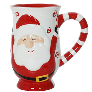 Statue de Père Noël en relief peinte à la main, <span class=keywords><strong>tasse</strong></span> en céramique 3D de Noël - Product Image 1