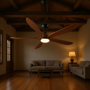 Ventilateur de plafond LED moderne de 62 pouces avec moteur DC et télécommande, 5 pales en bois massif pour intérieur, extérieur, patios, chambres et fermes - Product Image 2
